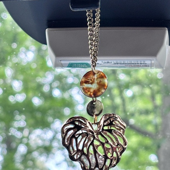 Car charm rear view mirror charm Artistic Heart Pendant with Amber Accent unique - Picture 3 of 4